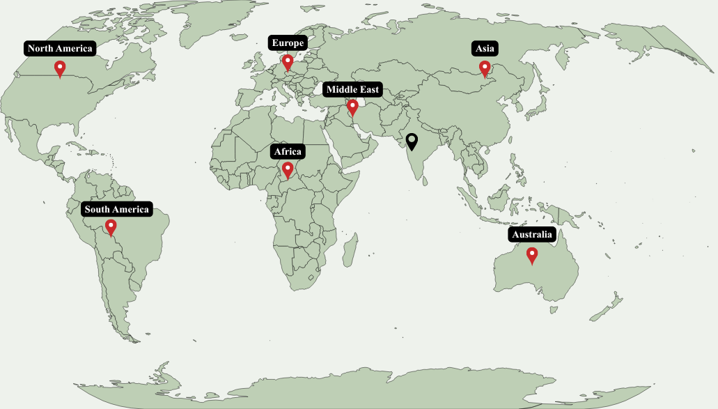Global reach world map